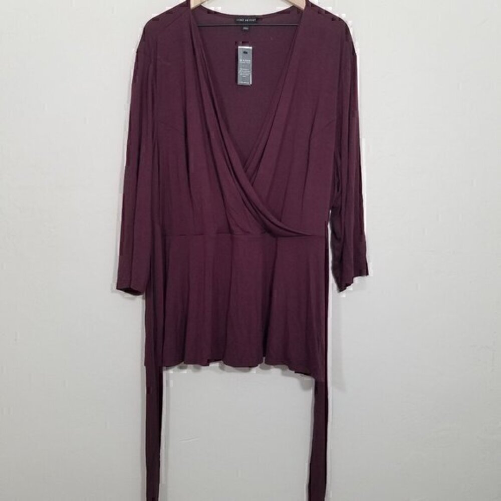 NWT Lane Bryant Top Blouse 3/4 Sleeve Red Stretch Size 26/28